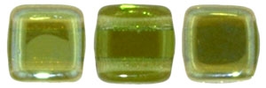 CzechMates Two Hole Tile 6mm - CZTWN06-Z5031 - Prairie Green - Celsian - 25 Beads