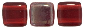 Two Hole Tile 6mm Celsian Siam Ruby 25 Bead Strand