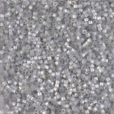 Miyuki Delica Seed Beads 5g 11/0 DB1871 Satin Inside Dyed Rainbow Soft Grey Suede Satin