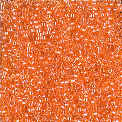 Miyuki Delica Seed Beads 5g 11/0 DB1887 Transparent Luster Orange Grapefruit