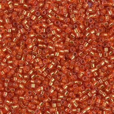 Miyuki Delica Seed Beads 5g 11/0 DB2158 Duracoat Silver Lined Dyed Outrageous Orange