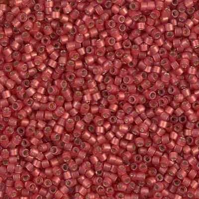 Miyuki Delica Seed Beads 5g 11/0 DB2173 Duracoat Silver Lined Matte Dyed Crimson