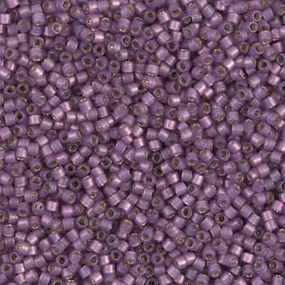 Miyuki Delica Seed Beads 5g 11/0 DB2182 Duracoat Silver Lined Matte Dyed Purple Plum