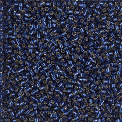 Miyuki Delica Seed Beads 5g 11/0 DB2191 Duracoat Silver Lined Dyed Light Navy Blue