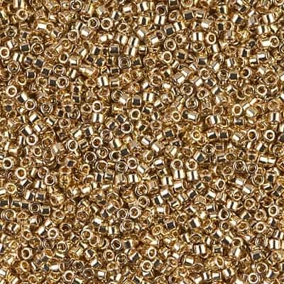 Miyuki Delica Seed Beads 1g 11/0 DB0034 M 24 KT Lt Gold Plated