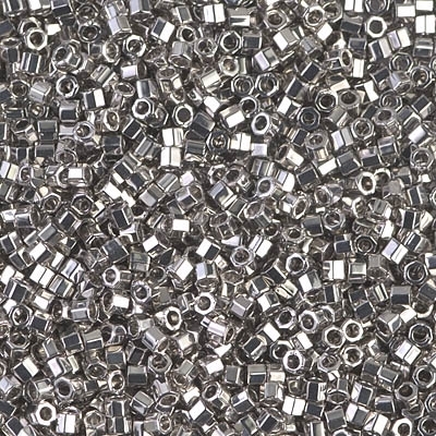 [ DS ] Miyuki Delica 10/0 Seed Beads 1g DBMH0038 Hex 24Kt Dk White Gold Plated
