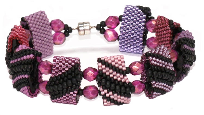 Red Panda Beads Originals Patterns - Deep Pink Monday CarrierDuo Bracelet