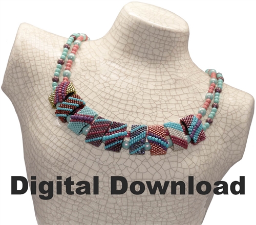 Red Panda Beads Originals Patterns - Netted Pearl CarrierDuo Necklace