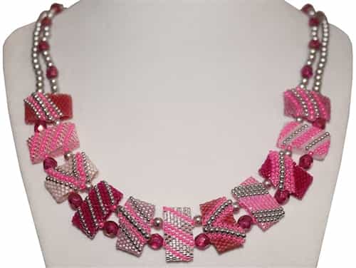 Red Panda Beads Originals Patterns - Pink Lavender CarrierDuo Necklace