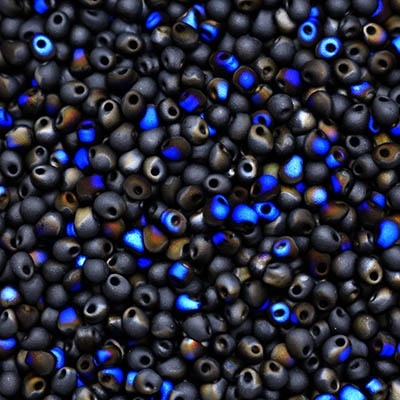 Miyuki Drop/Frings Seed Beads 3.4mm DP-55042 - Black Azuro Matted - 10 Grams
