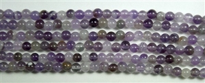 4mm Round Dog Teeth Amethyst - 8 in strand