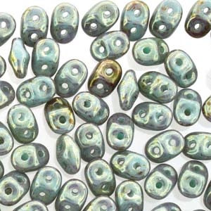 DU0563130-15495  - SuperDuo 2.5X5mm Turquoise Green Red Terracotta - 8 Grams