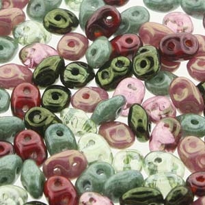 [ 2-2-F-1 ] DU05MIX104 - SuperDuo 2.5X5mm Antique Rose Mix - 8 Grams