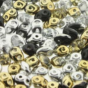 [ 2-2-F-1 ] DU05MIX156 - SuperDuo 2.5X5mm  Silver and Gold - 8 Grams