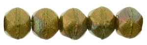 Czech English Cut Round 3mm : Oxidized Bronze Chartreuse - 25 pieces