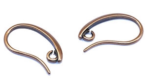 EW1911AC- Antique Copper 19mm Earwires with Open Ring - 1 Pair