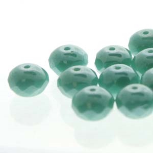 FDN6963120-14400 - Fire-Polished Donut - 6x9mm Green Turquoise Luster - 10 Count