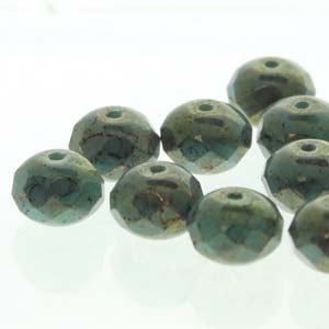 FDN6963120-15495 - Fire-Polished Donut - 6x9mm Green Turquoise Lumi - 10 Count