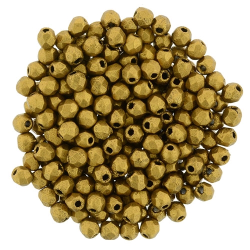 FP2-K0174 - Firepolish 2mm : Matte - Metallic Antique Gold - 25 pieces