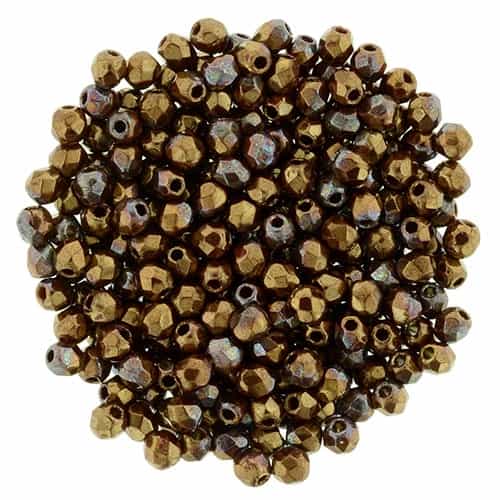 [ 2-1-F-3 ] FP2-R14415 - Firepolish 2mm : Bronze Luster Iris - Opaque Red - 25 pieces