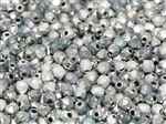 Firepolish 3mm : FP3-00030-98553E  - Crystal Etched Glittery Silver - 25 Count
