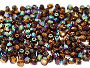 Firepolish 3mm : FP3-00030-98556  - Crystal Glittery Bronze - 25 Count