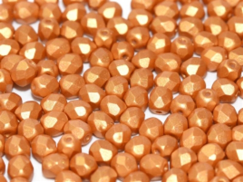 [ 8-2-B-3 ] Firepolish 3mm : FP3-29421 - Alabaster Metallic Gold - 25 Count