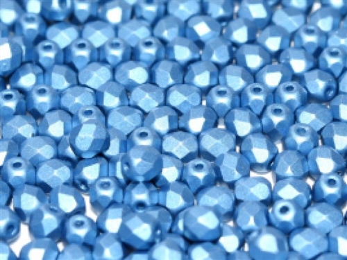 [ 8-2-B-3 ] Firepolish 3mm : FP3-29434 - Alabaster Metallic Sea Blue - 25 Count