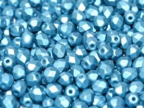 [ 8-2-B-3 ] Firepolish 3mm : FP3-29436 - Alabaster Metallic Aqua - 25 Count