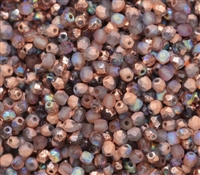 Firepolish 4mm: FP4-00030-98583 - Crystal Etched Copper Rainbow - 25 pieces
