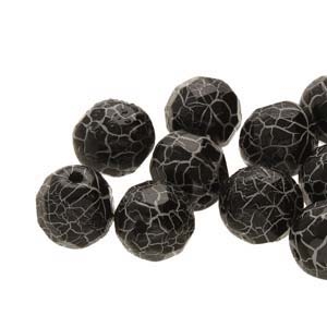 [ 6-1-F-3 ] Firepolish 4mm: FP4-24619 - Ionic Jet/White - 25 pieces