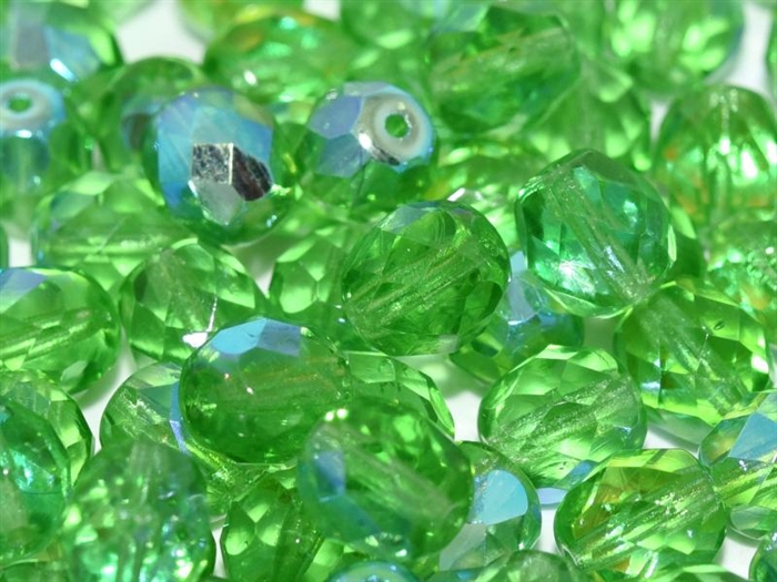 FirePolished 8mm : FP8-50520AB -Peridot AB  - 10 Count