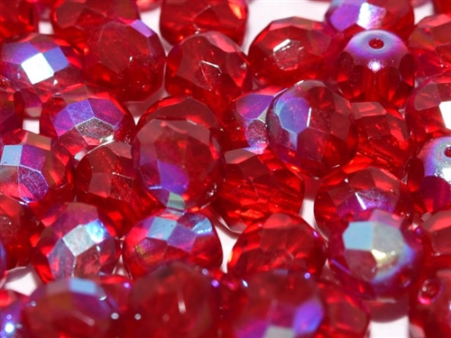 FirePolished 8mm : FP8-90100AB - Ruby AB - 10 Count