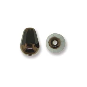 [ 6-1-F-T ] Fire-Polish Cut Tear Drop 8/6mm:  FPD8623980-15726T - Jet Bronze - 2 Beads