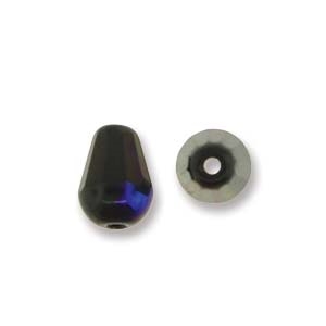 Fire-Polish Cut Tear Drop 8/6mm:  FPD8623980-22203 - Jet Azuro - 2 Beads