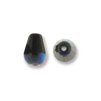 Fire-Polish Cut Tear Drop 8/6mm:  FPD8623980-28703T - Jet AB - 2 Beads