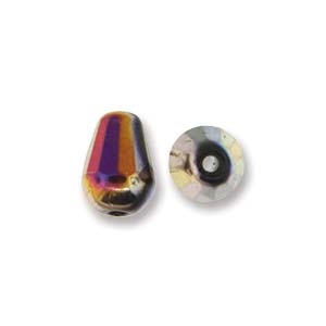 Fire-Polish Cut Tear Drop 8/6mm:  FPD8623980-29503 - Jet Sliperit - 2 Beads