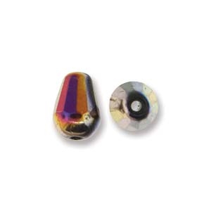 [ 6-1-F-T ] Fire-Polish Cut Tear Drop 8/6mm:  FPD8623980-29503 - Jet Sliperit - 2 Beads