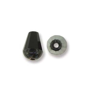 Fire-Polish Cut Tear Drop 8/6mm:  FPD8623980-43400T - Jet Picasso - 2 Beads