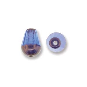 Fire-Polish Cut Tear Drop 8/6mm:  FPD8631010-15726T - Blue Opal Bronze - 2 Beads
