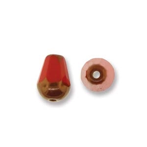 Fire-Polish Cut Tear Drop 8/6mm:  FPD8693190-14415T- Red Bronze - 2 Beads