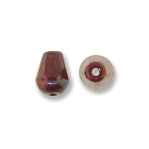 Fire-Polish Cut Tear Drop 8/6mm:  FPD8693190-15001 - Red Nebula - 2 Beads