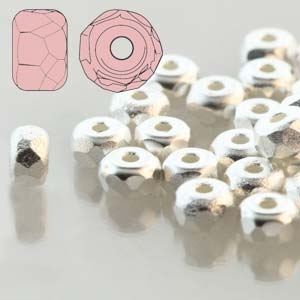 FPMS2300030-SL - 2x3mm Faceted Micro Spacers - Fine Silver Plate - 25 Pieces