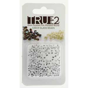 FPR0200030-27000-R - Fire Polish True 2mm Beads -  Crystal Full Labrador - Approx 2 Grams - 200 Beads Factory Pack