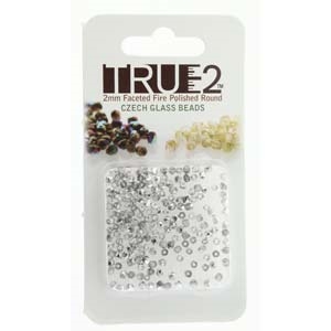 FPR0200030-27001-R - Fire Polish True 2mm Beads -  Crystal Labrador - Approx 2 Grams - 200 Beads Factory Pack