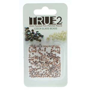 FPR0200030-27183-R - Fire Polish True 2mm Beads -  Etched Full Capri - Approx 2 Grams - 200 Beads Factory Pack