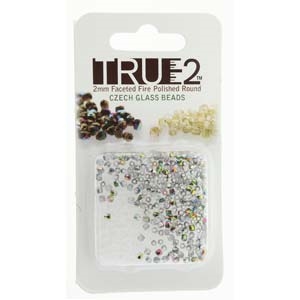 FPR0200030-28101-R - Fire Polish True 2mm Beads -  Crystal Vitrail - Approx 2 Grams - 200 Beads Factory Pack