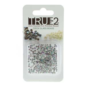 FPR0200030-29483-R - Fire Polish True 2mm Beads -  Etched Full Vitrail Green - Approx 2 Grams - 200 Beads Factory Pack