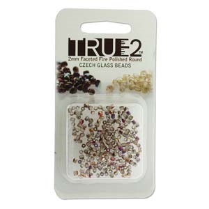 FPR0200030-29500-R - Fire Polish True 2mm Beads -  Crystal Sliperit - Approx 2 Grams - 200 Beads Factory Pack