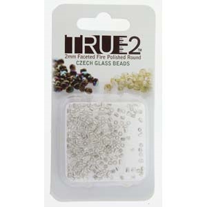 FPR0200030-81800-R - Fire Polish True 2mm Beads -  Crystal Silver Lined - Approx 2 Grams - 200 Beads Factory Pack